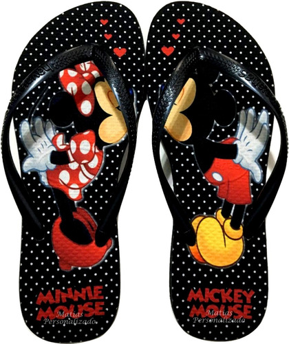 Chinelo Personalizada Mickey Minnie Slim Preta | Parcelamento juros