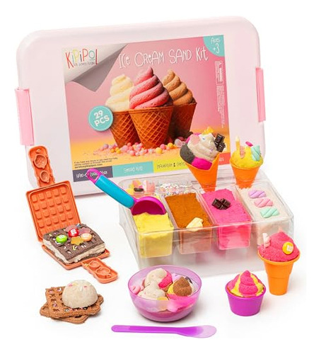Ice Cream Shop Play Sand For Kids - Sensory Bin - 29 Pc...