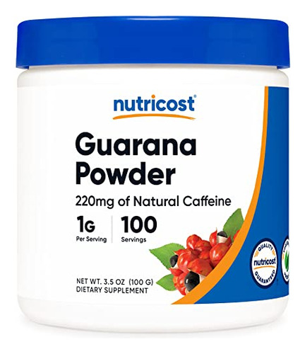 Suplemento Nutricost Guaraná Em Pó 100g Com 220mg De Cafeína