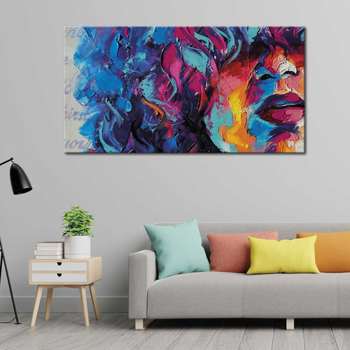 Cuadro Mujer Pop Art Colores Abstracta Elegante Canvas130x60