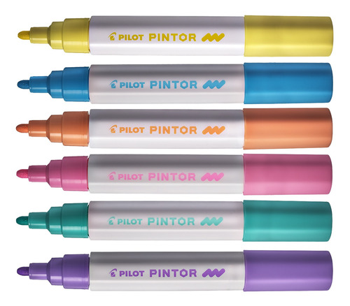 Kit Caneta Marcador Pilot Pintor 1.4 Média Cores Pastel