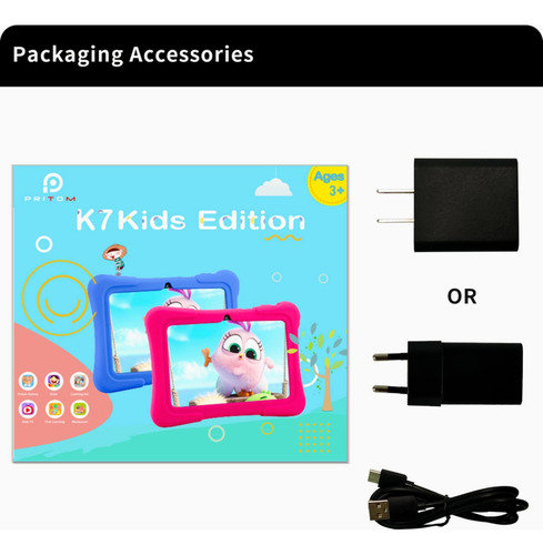 Tablet Para Niños De 7 Pulgadas Pritom Quad Core Android 10