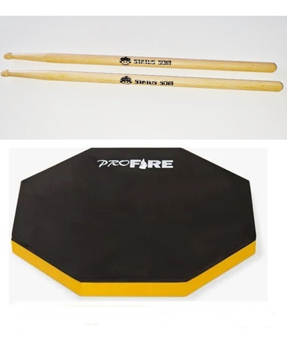 Pad Estudo Bateria Praticável Spanking Profire 150 Baquetas Cor Preto/Amarelo