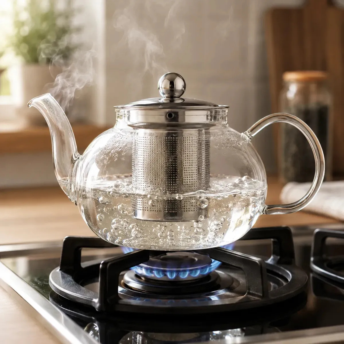 Chaleira de Vidro Carneiri 600 mL Com Infusor de Inox Para Fogão