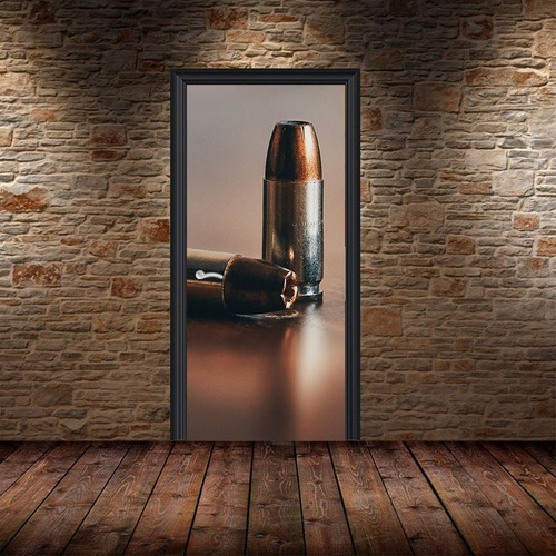 Vinilo Para Puerta Balas Bullets Armas Municion Guerra M1