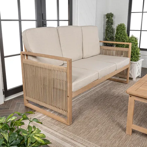 Sofá De 3 Asientos De Madera De Acacia Con Cojines Sfb1002a
