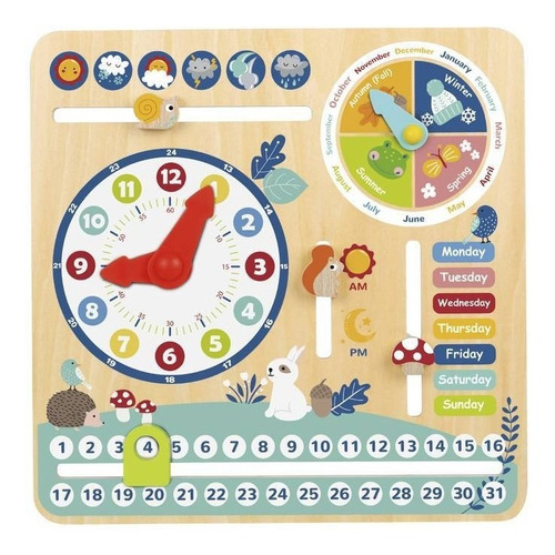 Imagem 1 de 4 de Calendário Relógio Brinquedo Infantil Didático 