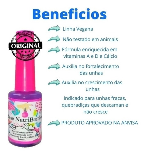 Imagem 2 de 4 de Base Nutribomba 2 Esmaltes Fortalecedor De Unha Manicure