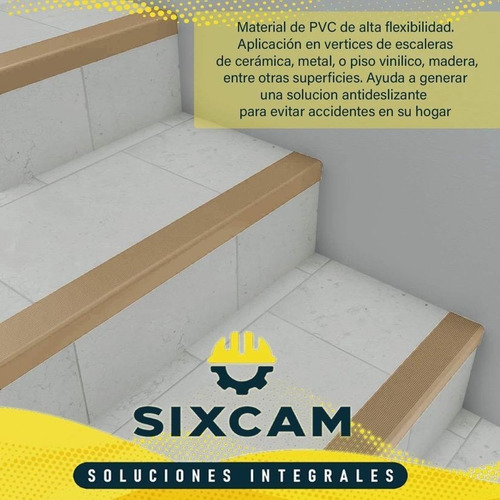 Imagen 1 de 2 de Nariz De Grada Pvc 3 Mts Largo 50 X 25 Mm Antideslizante