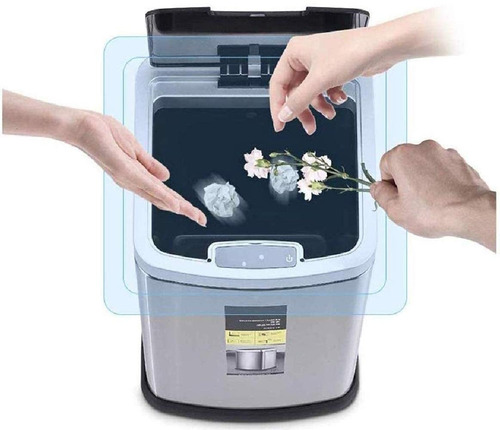 Imagen 6 de 10 de Papelera Metálica C/ Sensor Movimiento 9l Recargable Moderna
