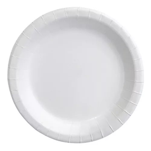 PLATOS DESECHABLES DE CARTÓN BLANCOS. Pack de 100 unidades.