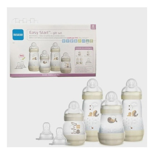 Imagem 2 de 3 de Kit Mamadeiras Mam Easy Star Gift Set Neutro Bege 6peças