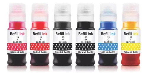 Kit 6 Botella Tinta Compatible Con Gi-13 Para Pixma G510 G61