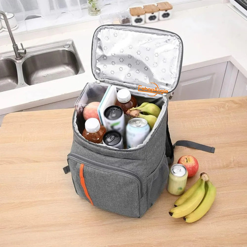 Mochila Térmica Bolsa Grande Para Almuerzo De 18 Litros Color Gris Eshopangie