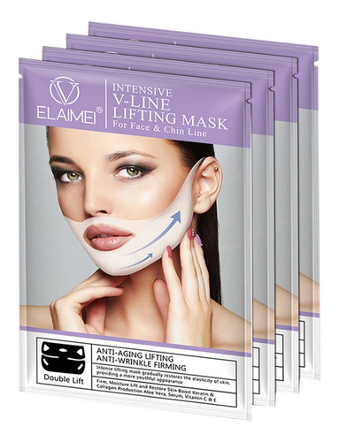 4pcs V Line Mascarilla Facial De Elevación Facial Doble Másc