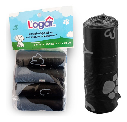 600 Bolsas Biodegradables Para Desechos De Mascotas 22x32 Cm Color Negro