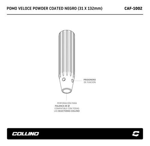 Pomo Palanca Cambios Selectora Aluminio Collino Veloce Negro