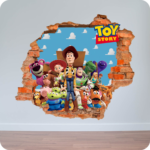 Vinilo Pared Rota 3d Toy Story 100x100