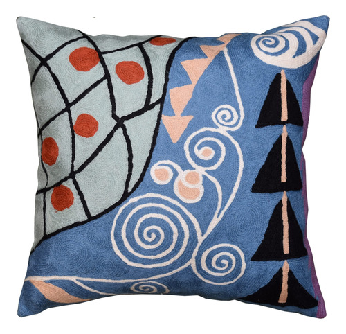 Klimt - Funda De Almohada Moderna Azul Para Sofa | Almohadas