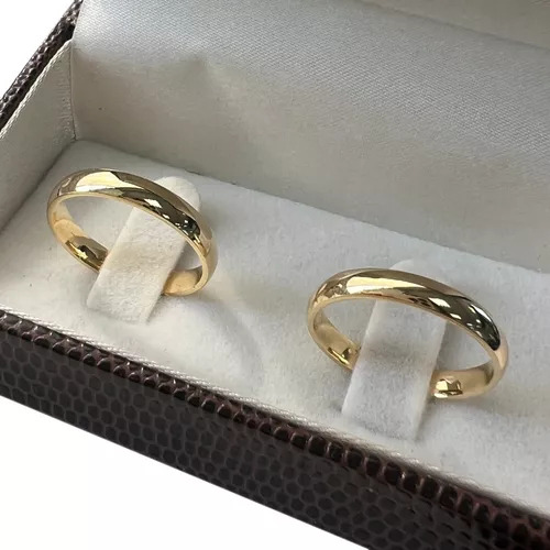 Aliança De Ouro 18k Abaulada 3mm 3g Noivado Casamento Par