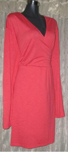 Talla Extra Vestido Coral Escote Cruzado Strech T-44