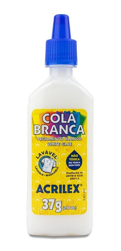 Cola Branca Líquida Papel Escolar Lavável Slime 37g Acrilex