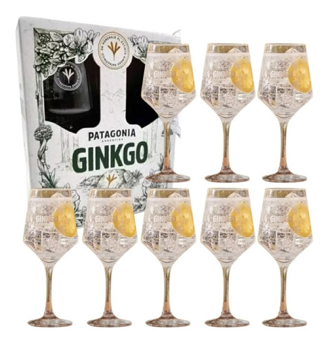 Pack X 8 Copas De Gin Tonic Patagonia Ginkgo Caja De Regalo