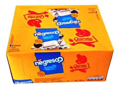 Chocolate Negresco Garoto Display Com 16 Barras De 80g