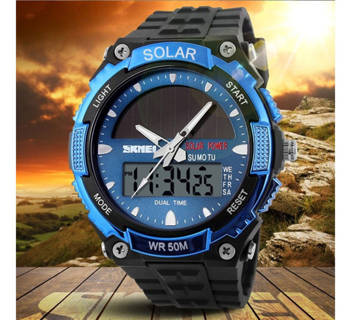 Reloj De Pulsera Skmei 1049 Wr50m Solar Color de la malla Negro Color del bisel consultar