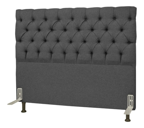  Cabeceira de cama box JS Móveis Cristal Casal/Queen 160cm x 126cm Linho cinza