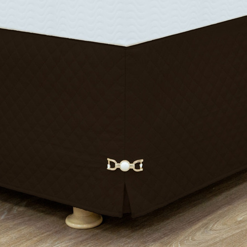 Saia Cama Box Charme Casal Padrão Matelada Pingente E Pedra Cor Palha