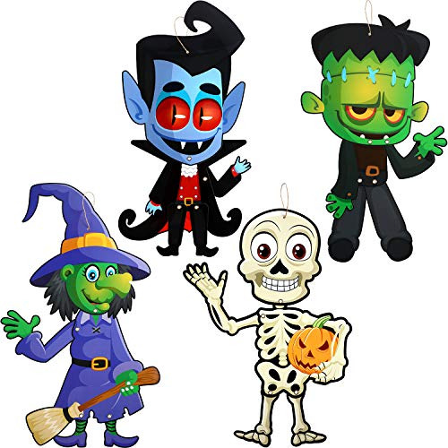 4 Sets Funny Halloween Party Decoration Jointed Figures...