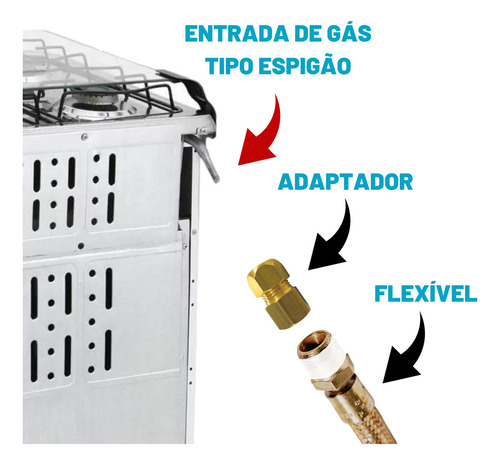 Mangueira Gás De Botijão E Gás Encanado 1,2m Grande Aço Flex
