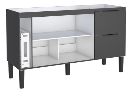 Gabinete De Pia 150 Madeira Cisne Cozimax Cinza Cor Grafite Fosco
