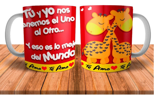 Tazas Cerámica Jirafas Juntas Feliz Día Enamorados Amigos