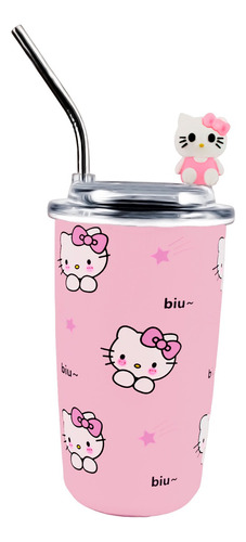 Termo Popote Hello Kitty 500ml Acero Inoxidable 23-cfb Color Kitty Rosa