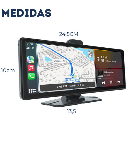 Multimídia Central Smart 10 Polegadas Carplay Wifi Bluetooth