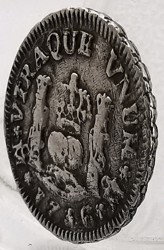 Medio 1/2 Real Columnaria Plata Original 1736 Mexico Mo