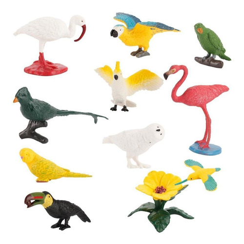 10 Piezas Modelo De Pájaro Juguetes De Figuras De Animales