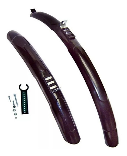 Imagem 1 de 2 de Paralama De Bike Traseiro E Dianteiro Nylon Preto Aro 26 Mtb