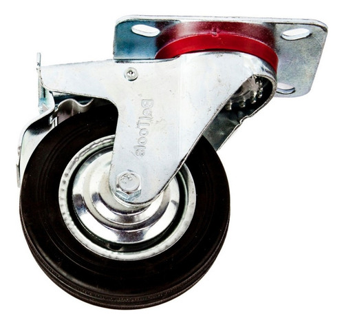 Jogo Rodízio Giratório Borracha 100mm 2 S/ Trava 2 C/ Trava