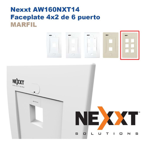 Nexxt Aw160nxt14 Faceplate 4x2, 6 Puertos Marfil