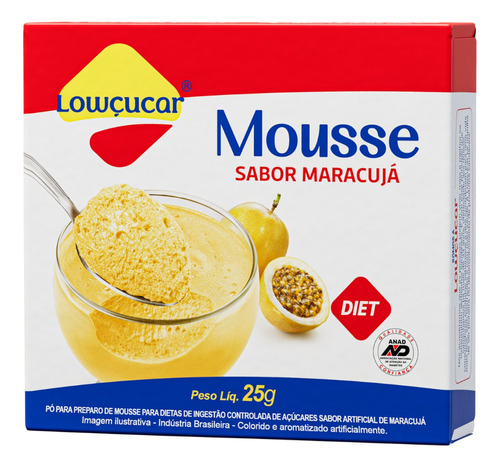 Mousse Lowcucar Zero Acucares Sabor Maracuja 25g