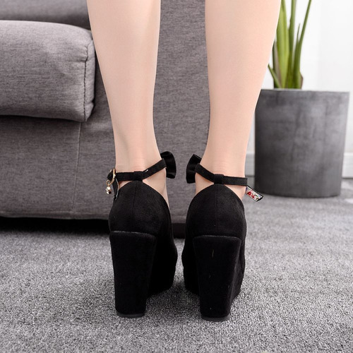 R Zapatos De Tacón Alto De Terciopelo, Zapatos Redondos