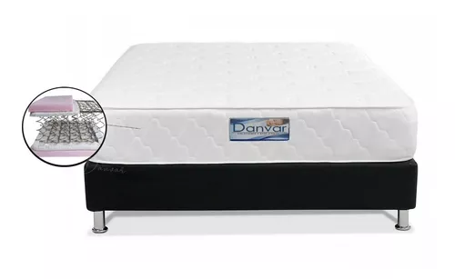 Combo Colchon 120 X 190 Cambridge Soft + Base Cama Azul+ Cabecero