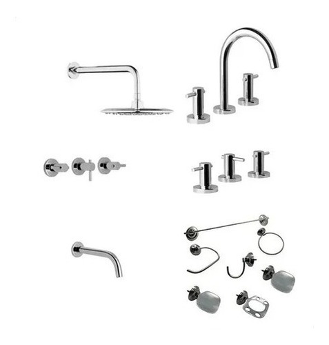 Juego Griferia Baño Completo Hydros Zen Lever +  Accesorios 