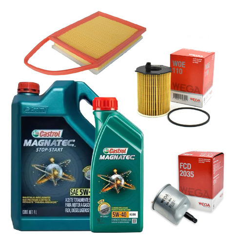 Kit 3 Filtros + 5l Aceite Castrol 5w40 Peug 308 408 4008 Hdi