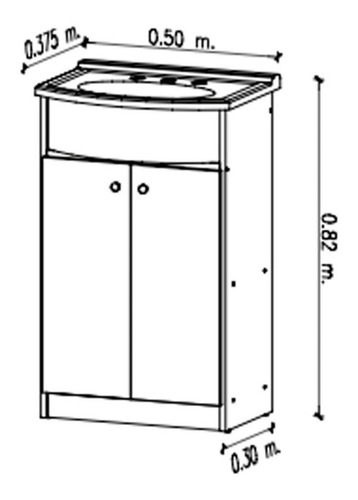 Imagen 2 de 2 de Mueble para baño Amube Roma de pie de 50cm de ancho, 82cm de alto y 37.5cm de profundidad con bacha y mueble color blanco con tres agujeros para grifería