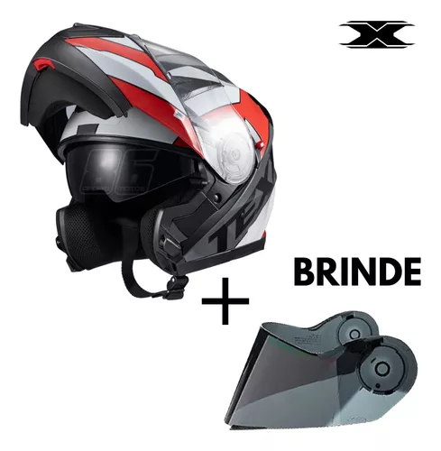 Capacete Moto Texx Gladiator V3 Reisen Escamoteavel Vermelho em