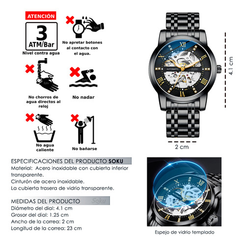 Soku Cx Reloj Mecanico Automático Acero Inoxidable Ajustable